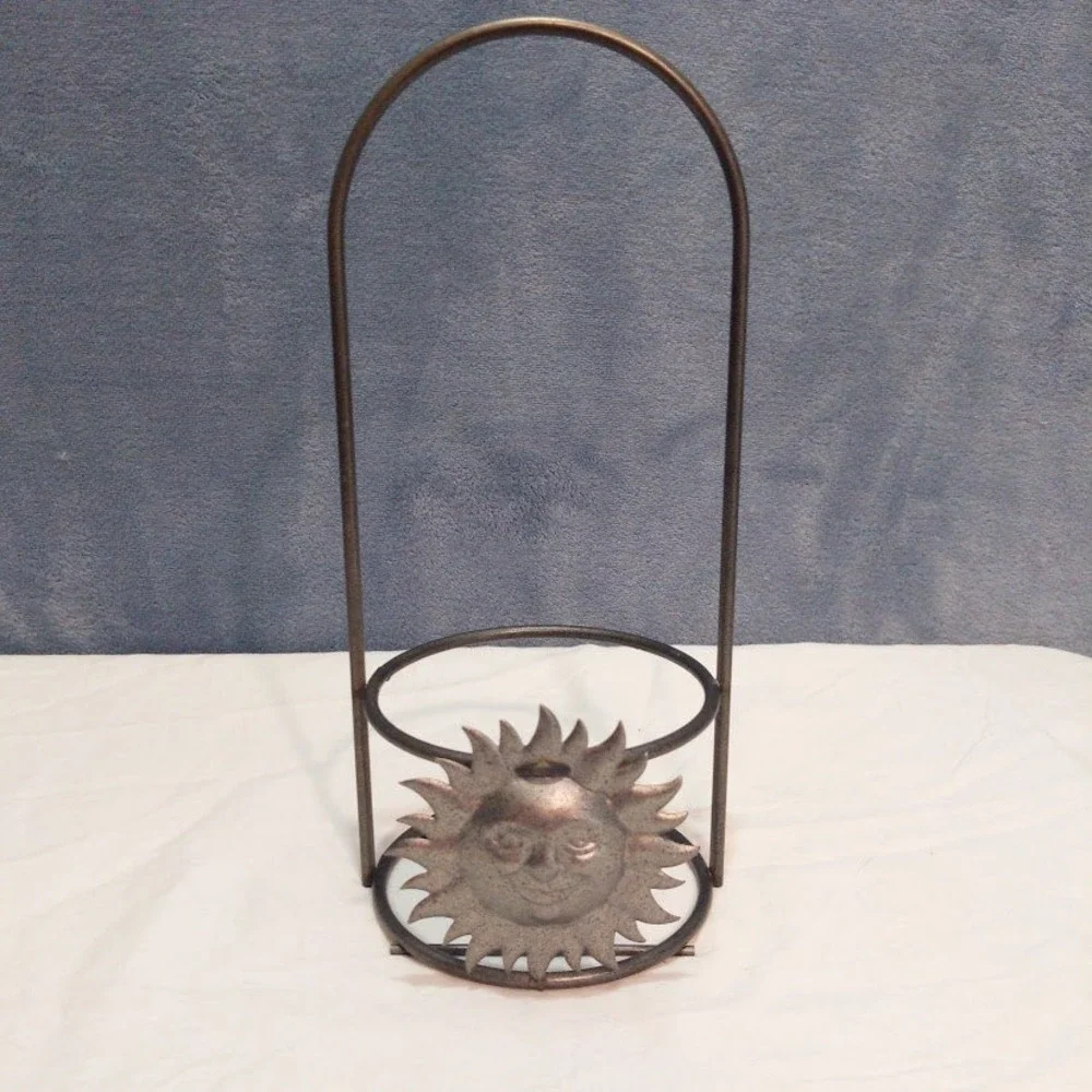 Vintage 1990s Celestial Sun Face Candle Holder Meal Stand Whimsigoth Boho 90s